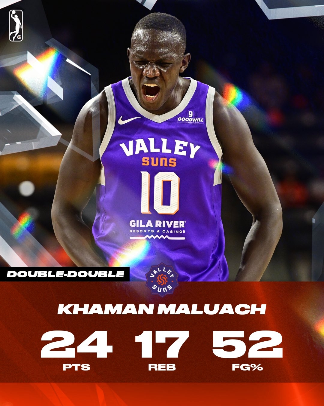 AYX GAMES-好兄弟~太阳10号秀马卢阿奇G联盟轰24分17板 2米16秀砸板接球暴扣